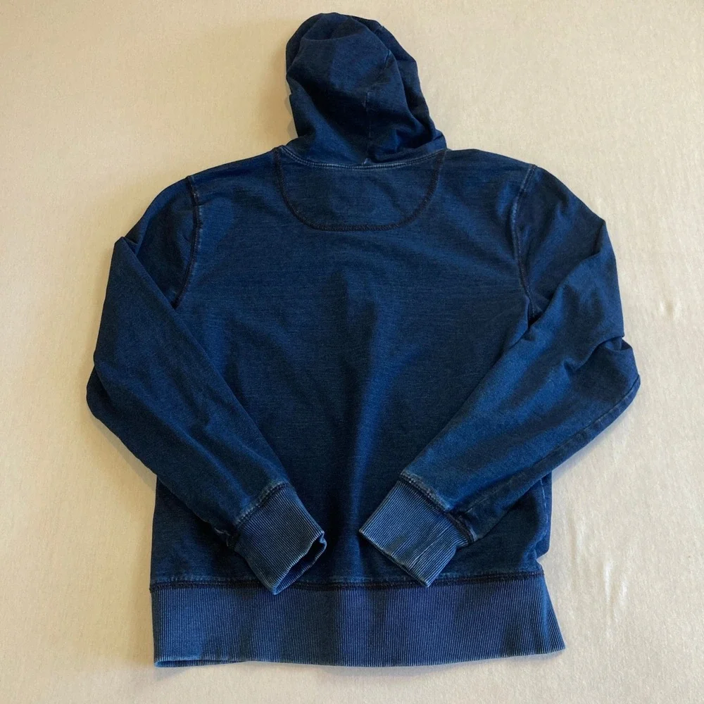 Levis Boys 12-13Y Large Indigo Blue Denim Look Full Zip Hoodie Sweatshirt